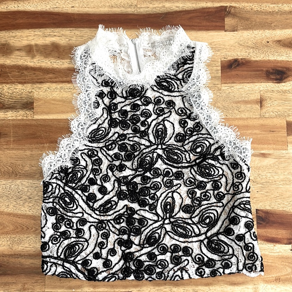 Super cute and elegant black/white lace top
